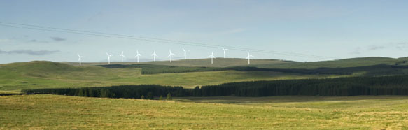 photomontage of the Minnygap wind farm from Beattlock
